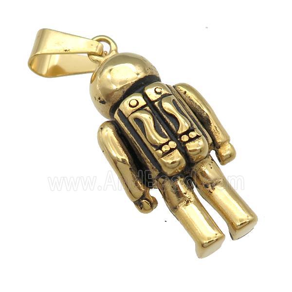 Stainless Steel astronaut pendant antique gold