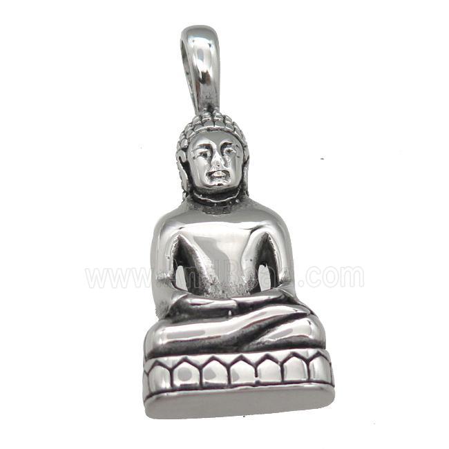 Stainless Steel buddha pendant antique silver