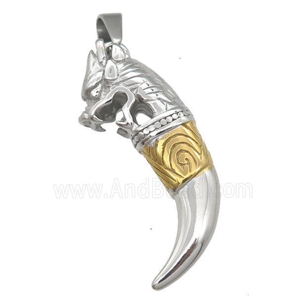 Stainless Steel dragon charm pendant horn gold plated