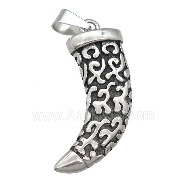 Stainless Steel horn pendant antique silver