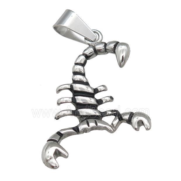 Stainless Steel zodiac Scorpion charm pendant antique silver
