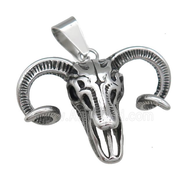 Stainless Steel Ram charm pendant antique silver