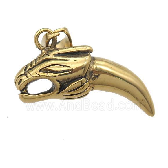 Stainless Steel dragon pendant antique gold