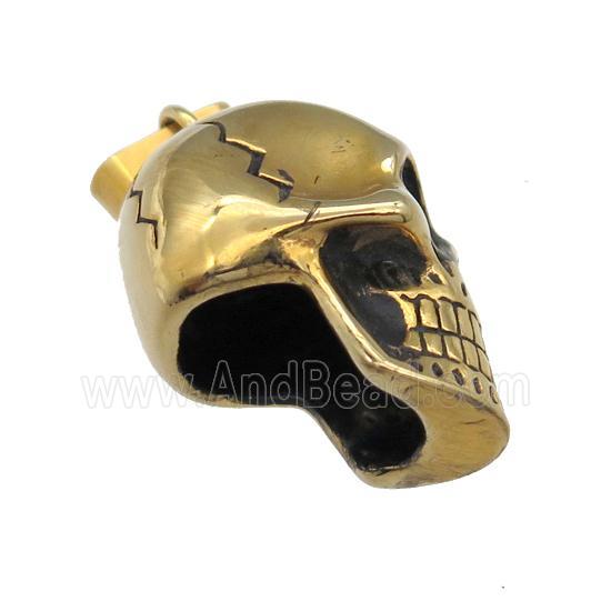 Stainless Steel skull charm pendant antique gold