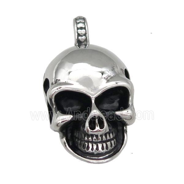 Stainless Steel skull charm pendant antique silver