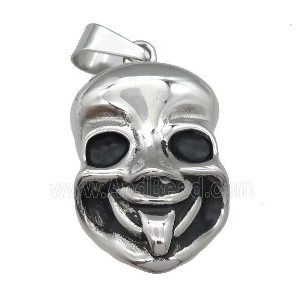 Stainless Steel mask charm pendant antique silver