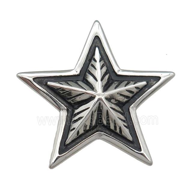 Stainless Steel Star pendant antique silver