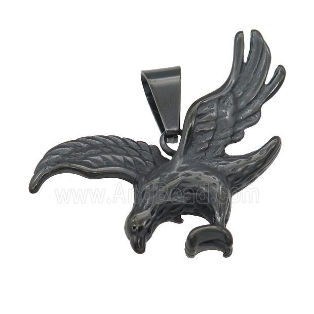 Stainless Steel eagle pendant black plated