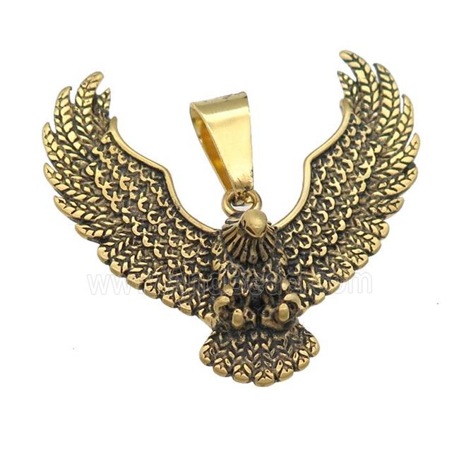 Stainless Steel eagle charm pendant antique gold