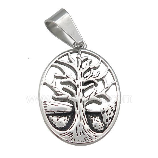 Stainless Steel Tree Of Life pendant antique silver
