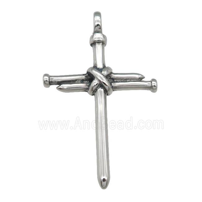 Stainless Steel cross charm pendant antique silver