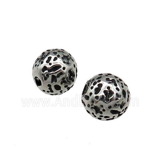 Round Stainless Steel Beads Antique Silver