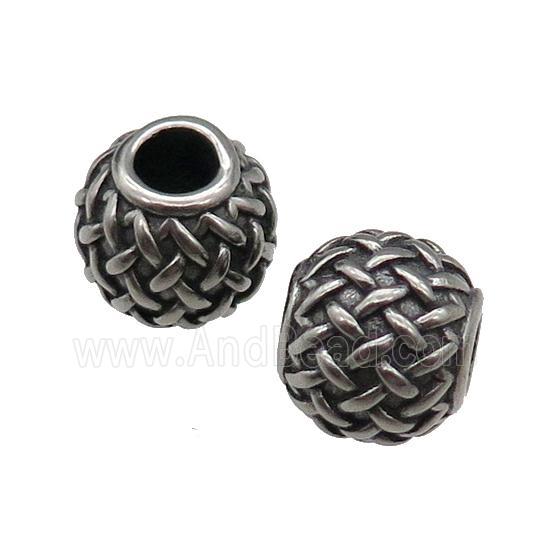 Round Stainless Steel Beads Antique Silver