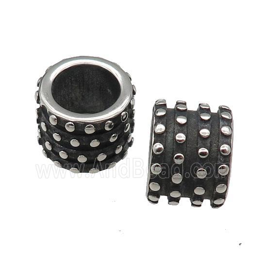 Stainless Steel Tube Beads Large Hole Antique Silver