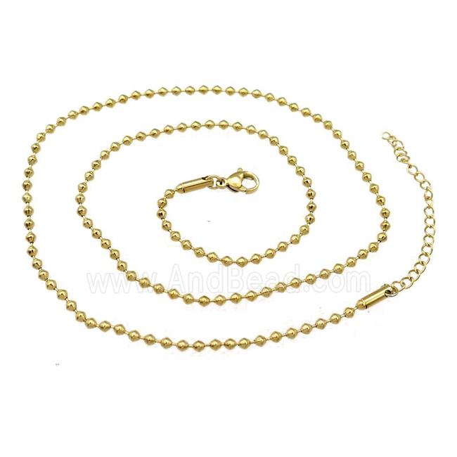 Stainless Steel Necklace Ball Chain Gold Plated