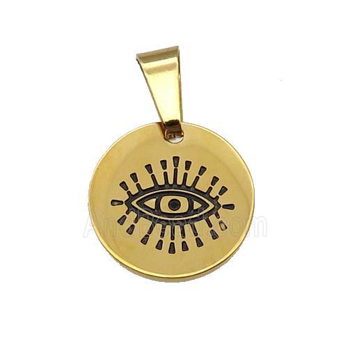 Stainless Circle Eye Pendant Enamel Gold Plated