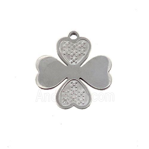 Raw Stainless Steel Clover Charm Pendant