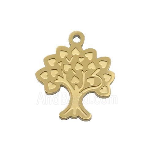 Stainless Steel Tree Pendant Gold Plated