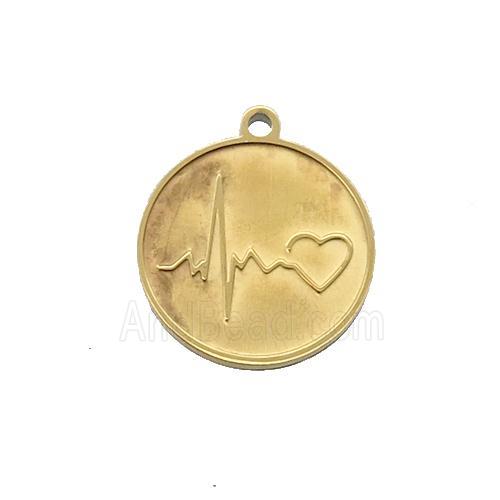 Stainless Steel Circle Heart Pendant Gold Plated