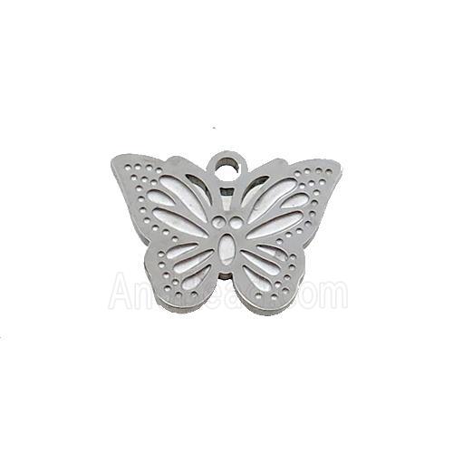 Raw Stainless Steel Butterfly Pendant