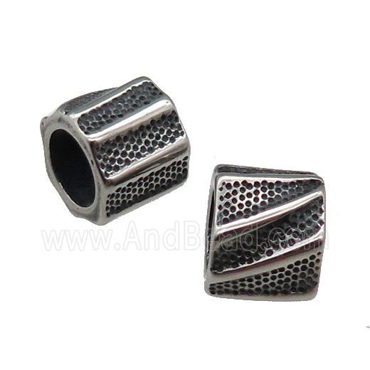 Stainless Steel Tube Beads Large Hole Antique Silver