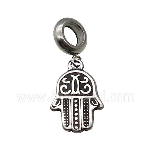 Stainless Steel HamsaHand Charm Pendant Antique Silver