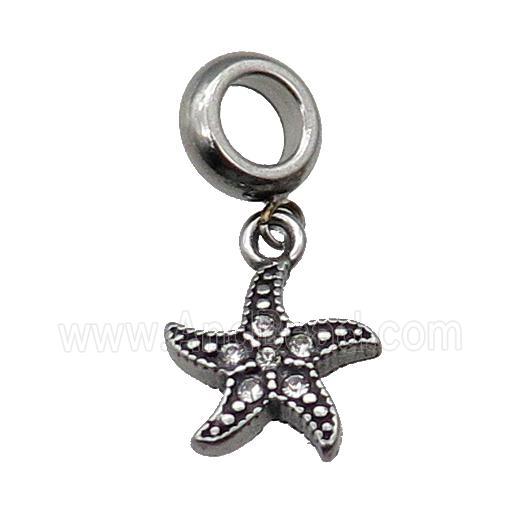 Stainless Steel Starfish Charm Pendant Antique Silver