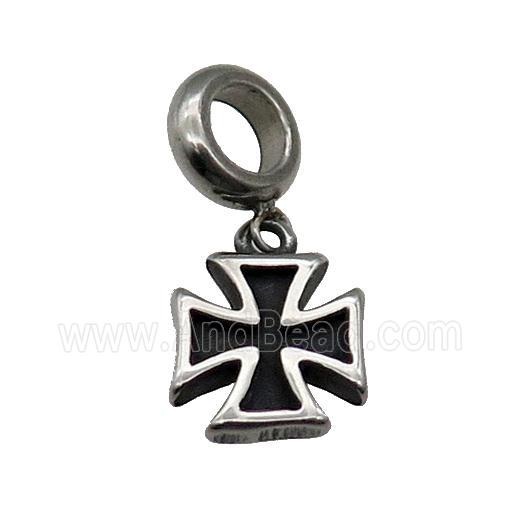 Stainless Steel Cross Charm Pendant Antique Silver