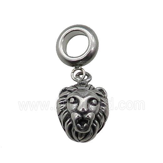 Stainless Steel Lion Charm Pendant Antique Silver