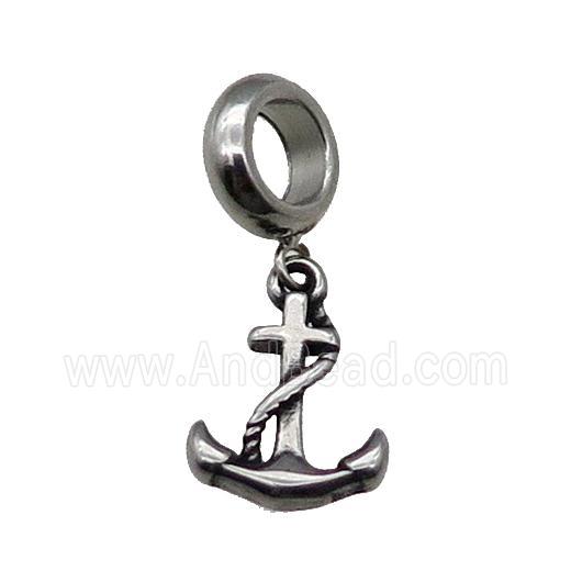 Stainless Steel Anchor Pendant Antique Silver