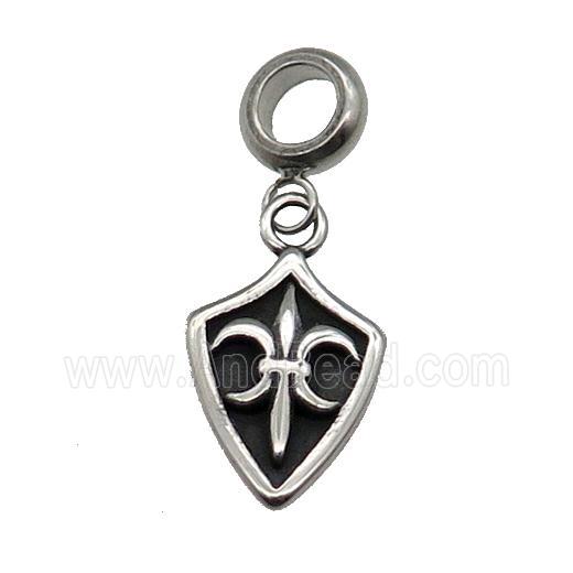 Stainless Steel Shield Pendant Antique Silver