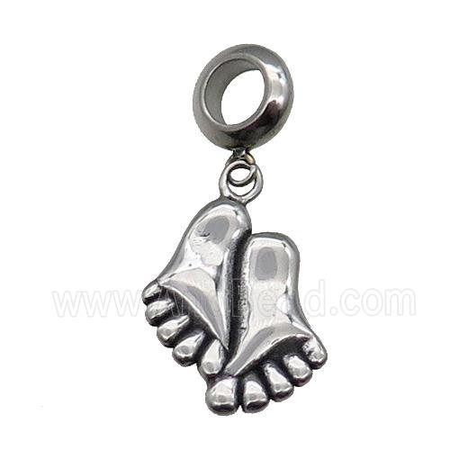 Stainless Steel Footer Pendant Antique Silver