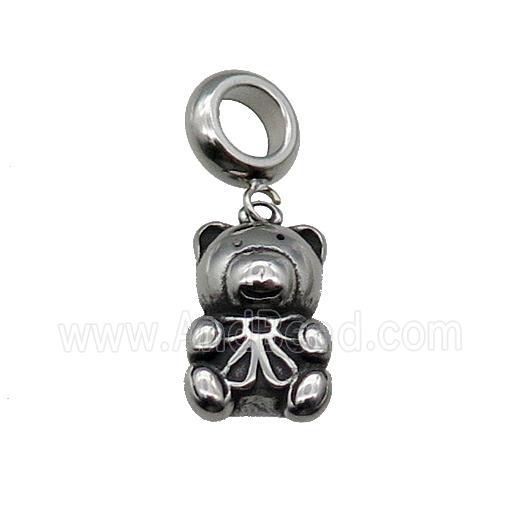 Stainless Steel Bear Pendant Antique Silver