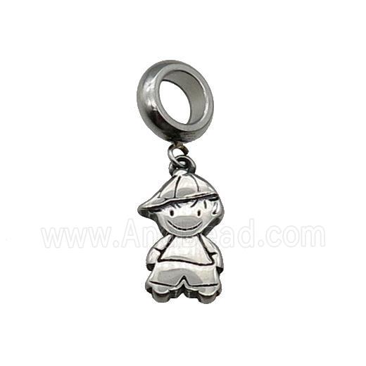 Stainless Steel Kid Boy Pendant Antique Silver