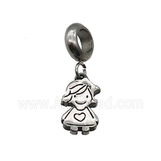 Stainless Steel Kids Girl Pendant Antique Silver