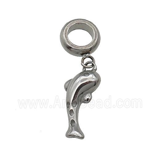 Raw Stainless Steel Dolphin Pendant