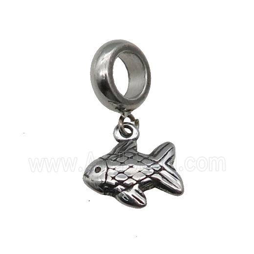 Stainless Steel Fish Pendant Antique Silver