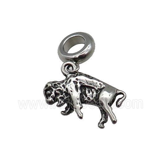 Stainless Steel Bull Pendant Antique Silver