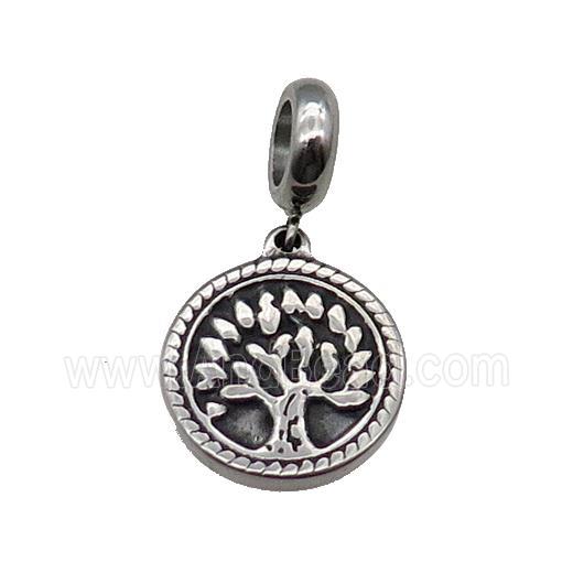 Stainless Steel Tree Pendant Antique Silver