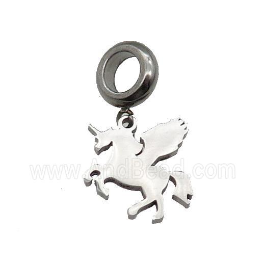 Raw Stainless Steel Unicorn Charm Pendant