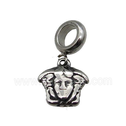 Stainless Steel Face Pendant Antique Silver