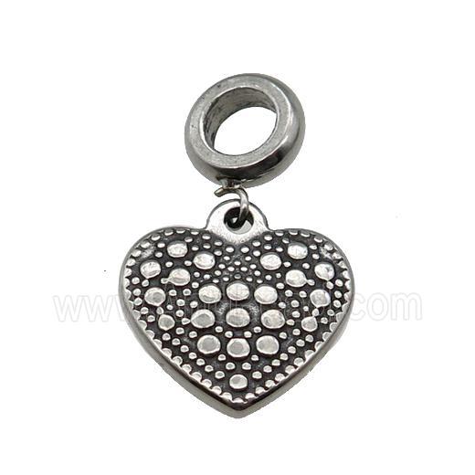 Stainless Steel Heart Pendant Antique Silver