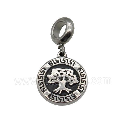 Stainless Steel Tree Pendant Antique Silver