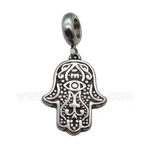 Stainless Steel HamsaHand Pendant Antique Silver