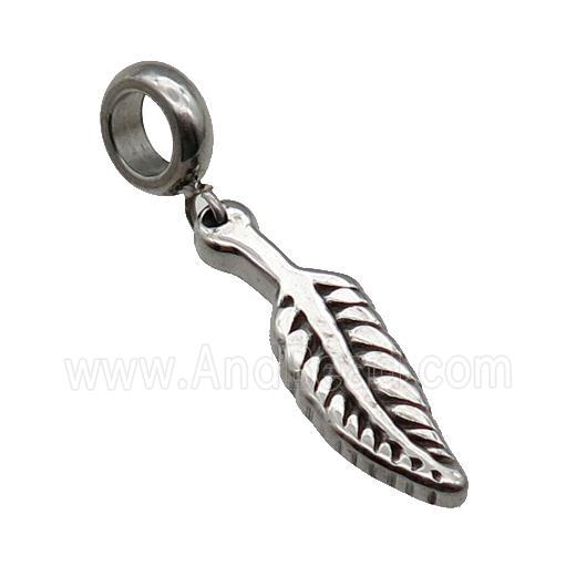 Stainless Steel Leaf Pendant Antique Silver