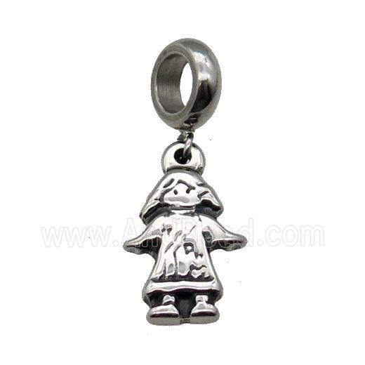 Stainless Steel Girl Pendant Antique Silver