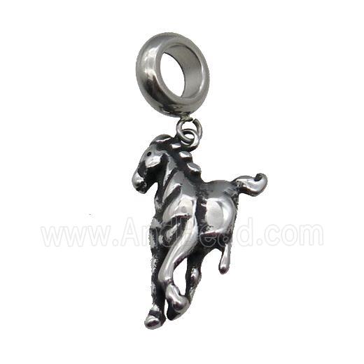 Stainless Steel Horse Pendant Antique Silver
