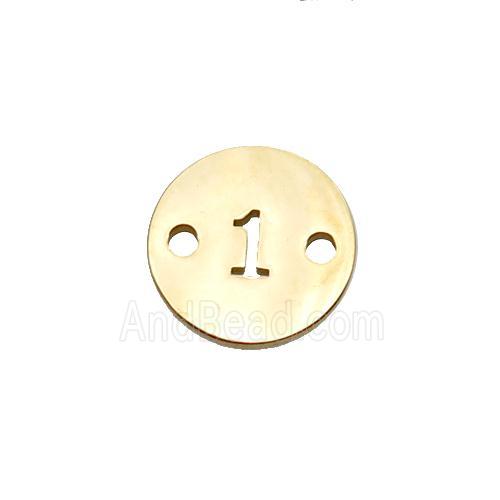 Stainless Steel Circle Number1 Connector Gold Plated
