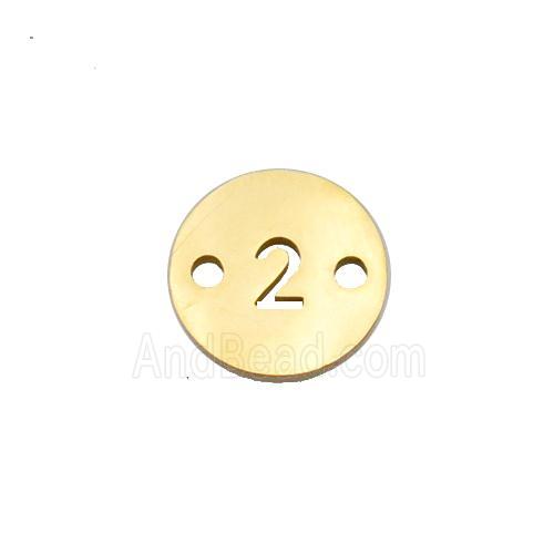 Stainless Steel Circle Number2 Connector Gold Plated