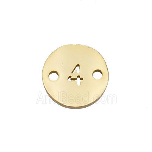 Stainless Steel Circle Number4 Connector Gold Plated